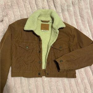 Levi’s Brown Corduroy Sherpa-Lined Cropped Jacket